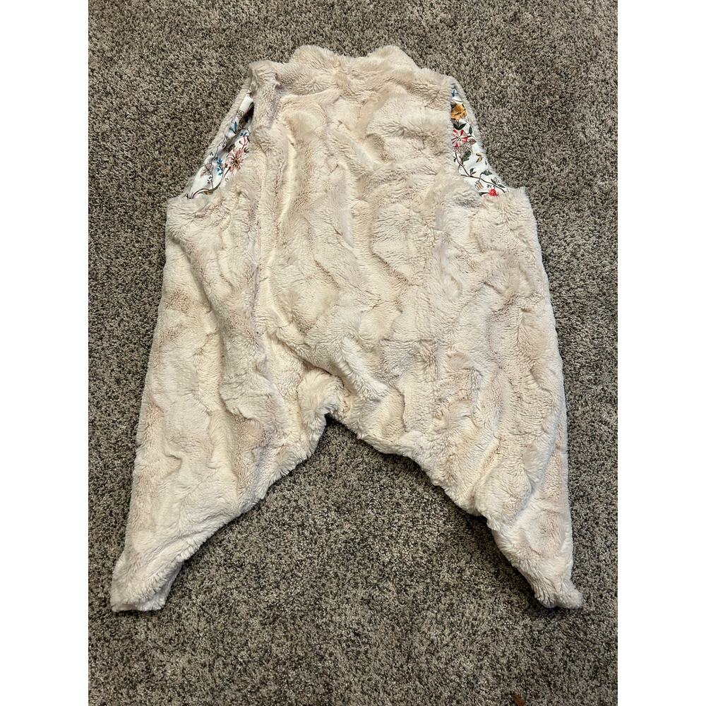 Anthropologie Elevenses Boho Faux Fur Cream Vest Size M Cozy Wintercore Fall - Picture 7 of 8